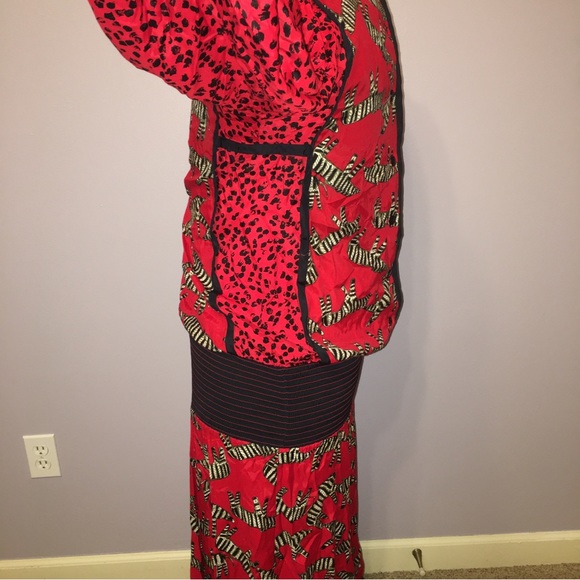 JEANNE MARC Dress VINTAGE Pop Art ZEBRA Cheetah RED / BLACK - Sz 4 Made in USA - Picture 13 of 16
